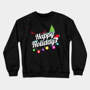 Happy Holidays Fairy Lights Logo For Christmas Crewneck Sweatshirt